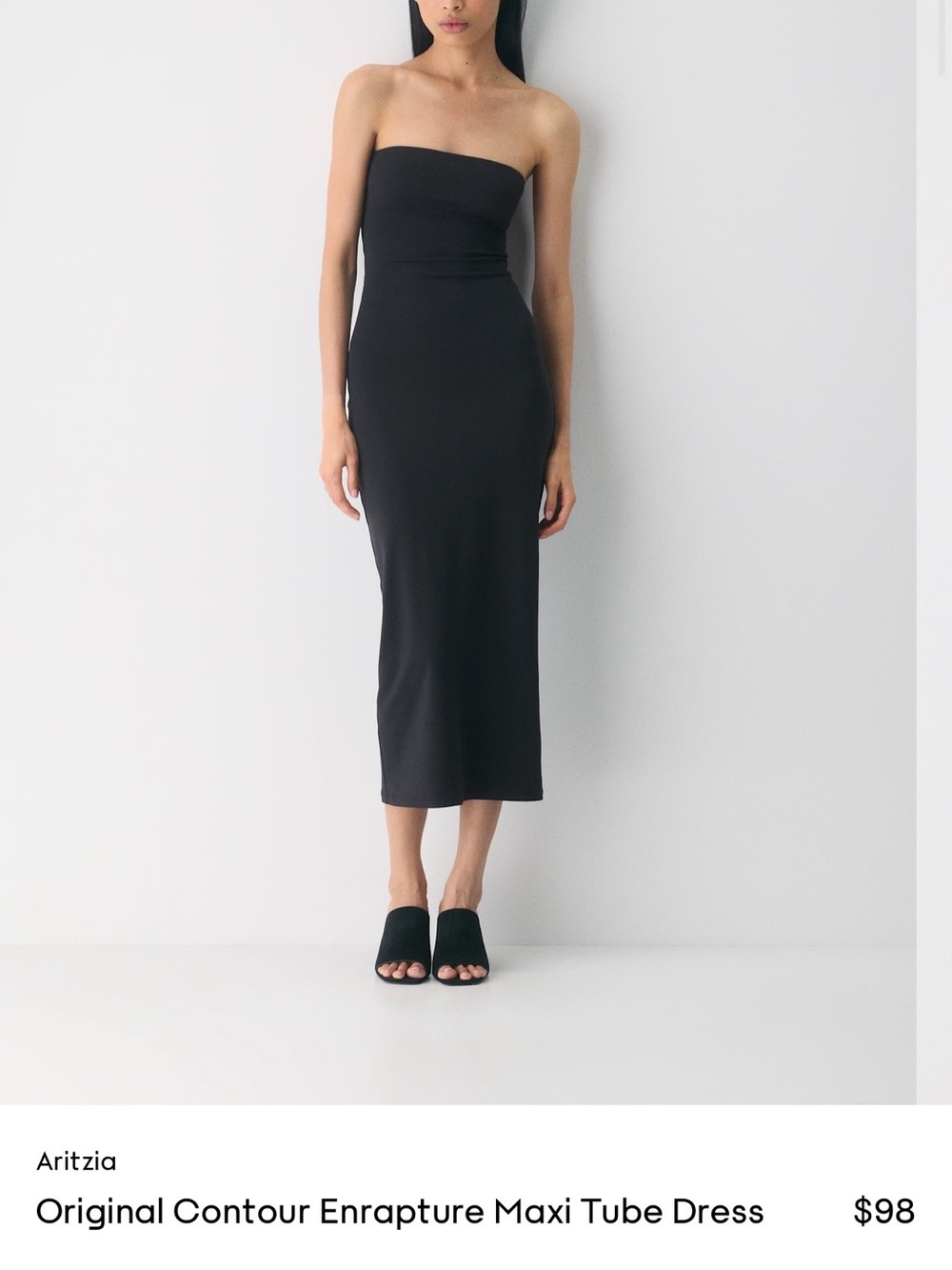 Aritzia NWOT Black Contour Strapless Dress